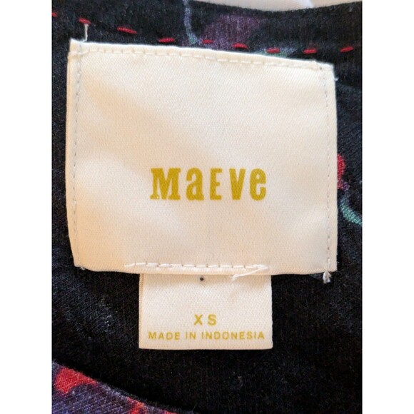 Maeve Anthropologie Top Women XS Multi Floral Puff Sleeve Linen Blouse Peasant - Picture 3 of 11